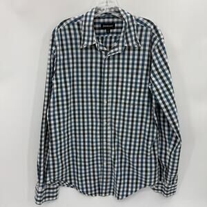 BETABRAND Mens Long Sleeve Button Up Shirt Mens L Plaid Cotton Blend Collared
